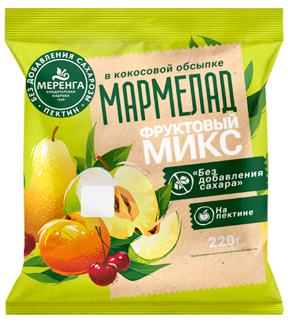 №1 Меренга Мармелад без сахара в кокосовой обсыпке Фруктовый микс, 220г   в Сальске